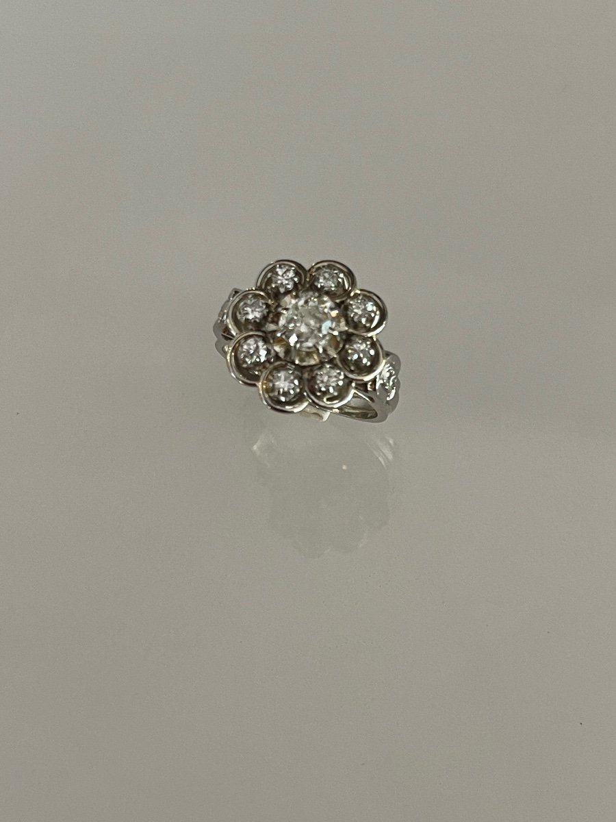 Flower Ring Gold, Platinum And Old Cut Diamonds
