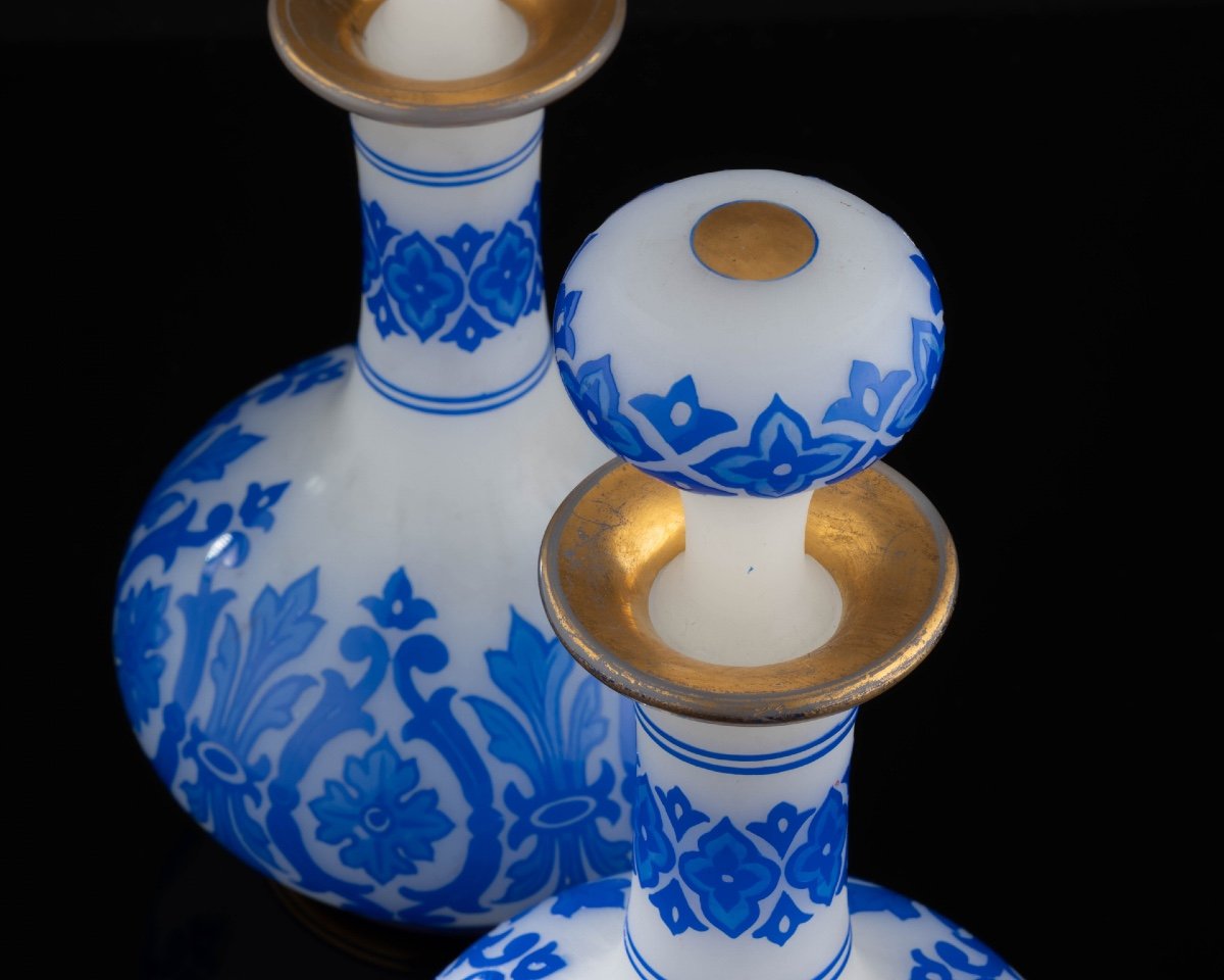 Paire De Flacons En Opaline De Baccarat Décor Par Kessler-photo-4