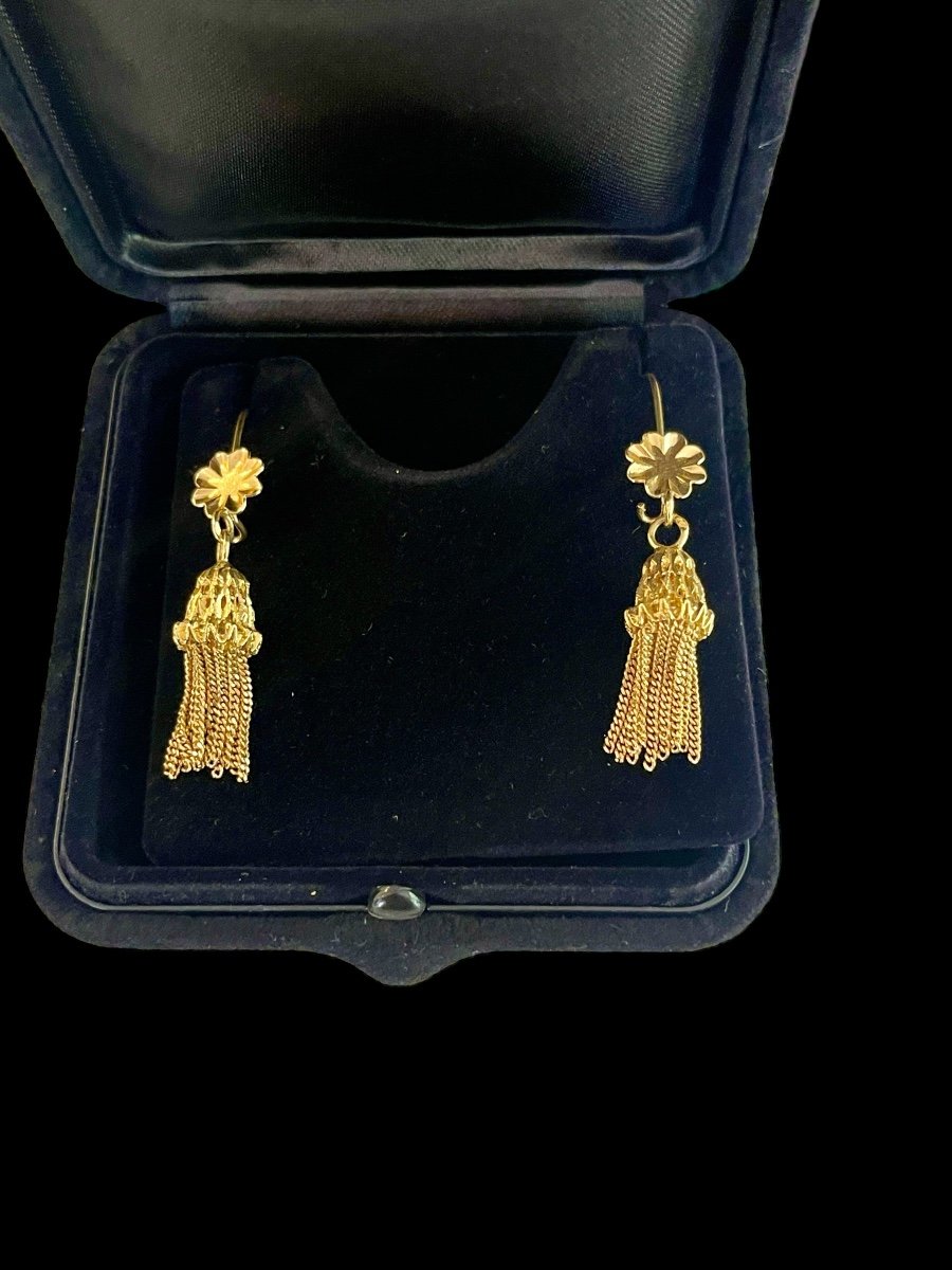 Pair Of Gold Tassel Earrings