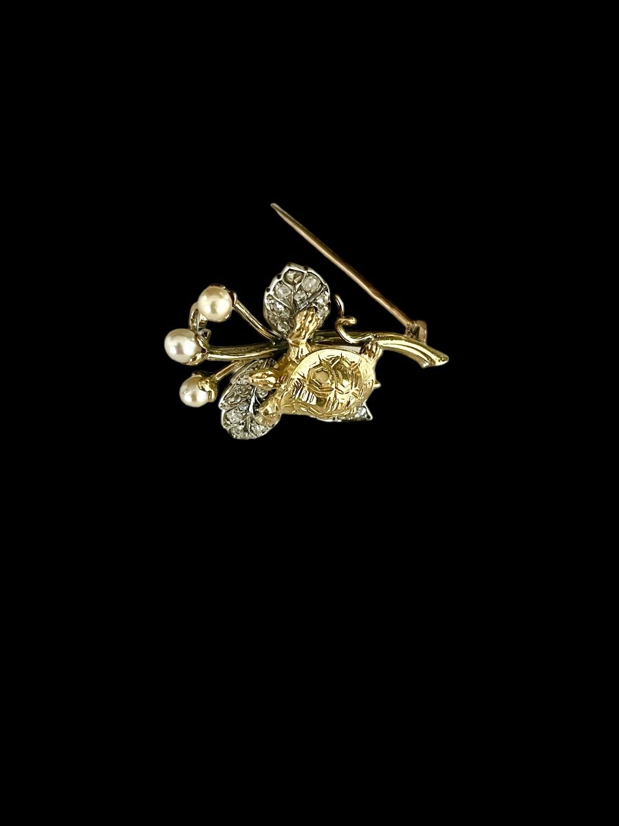 “turtle” Brooch In Gold, Silver And Diamonds-photo-4