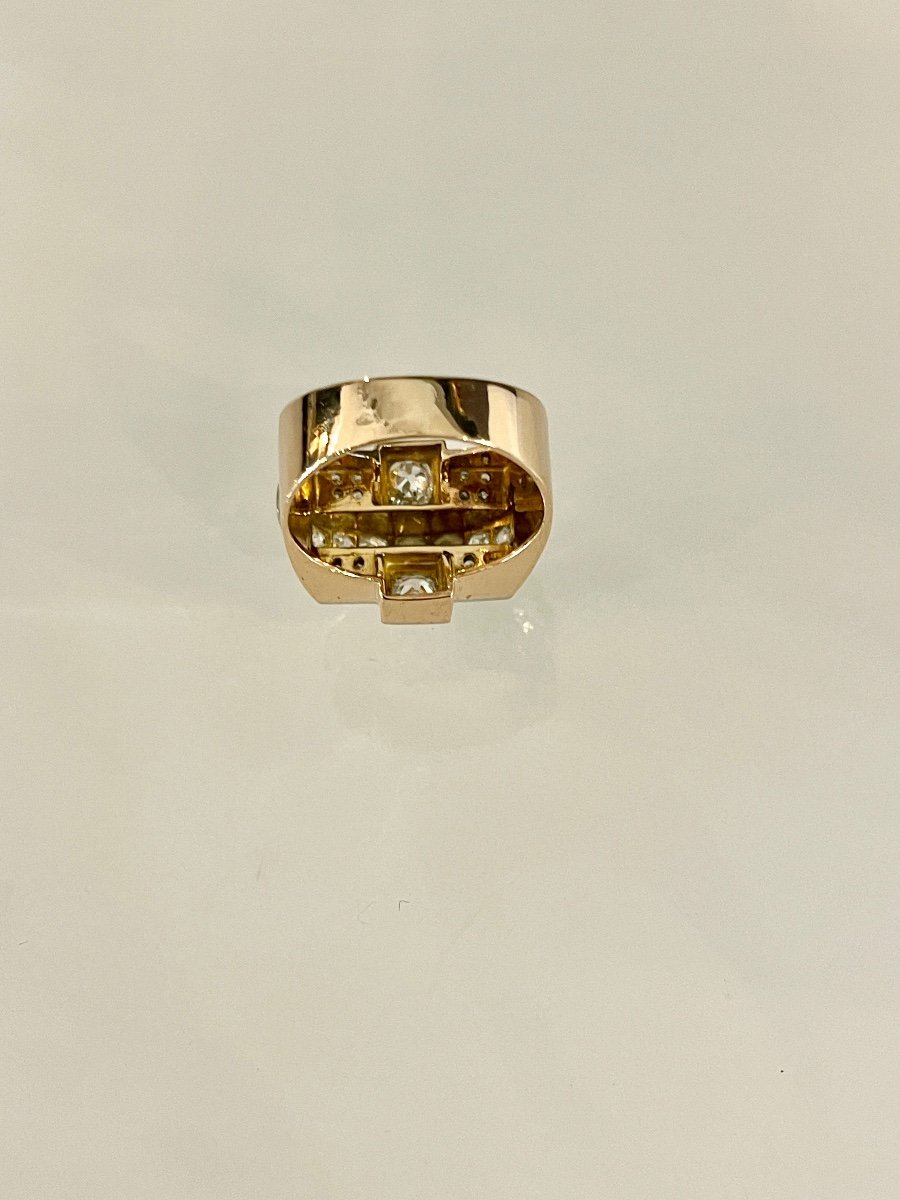 Gold, Platinum And Diamond Tank Ring-photo-4