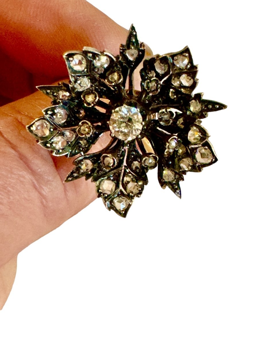 Bague Fleur à Transformation En Or, Argent Et Diamants-photo-4