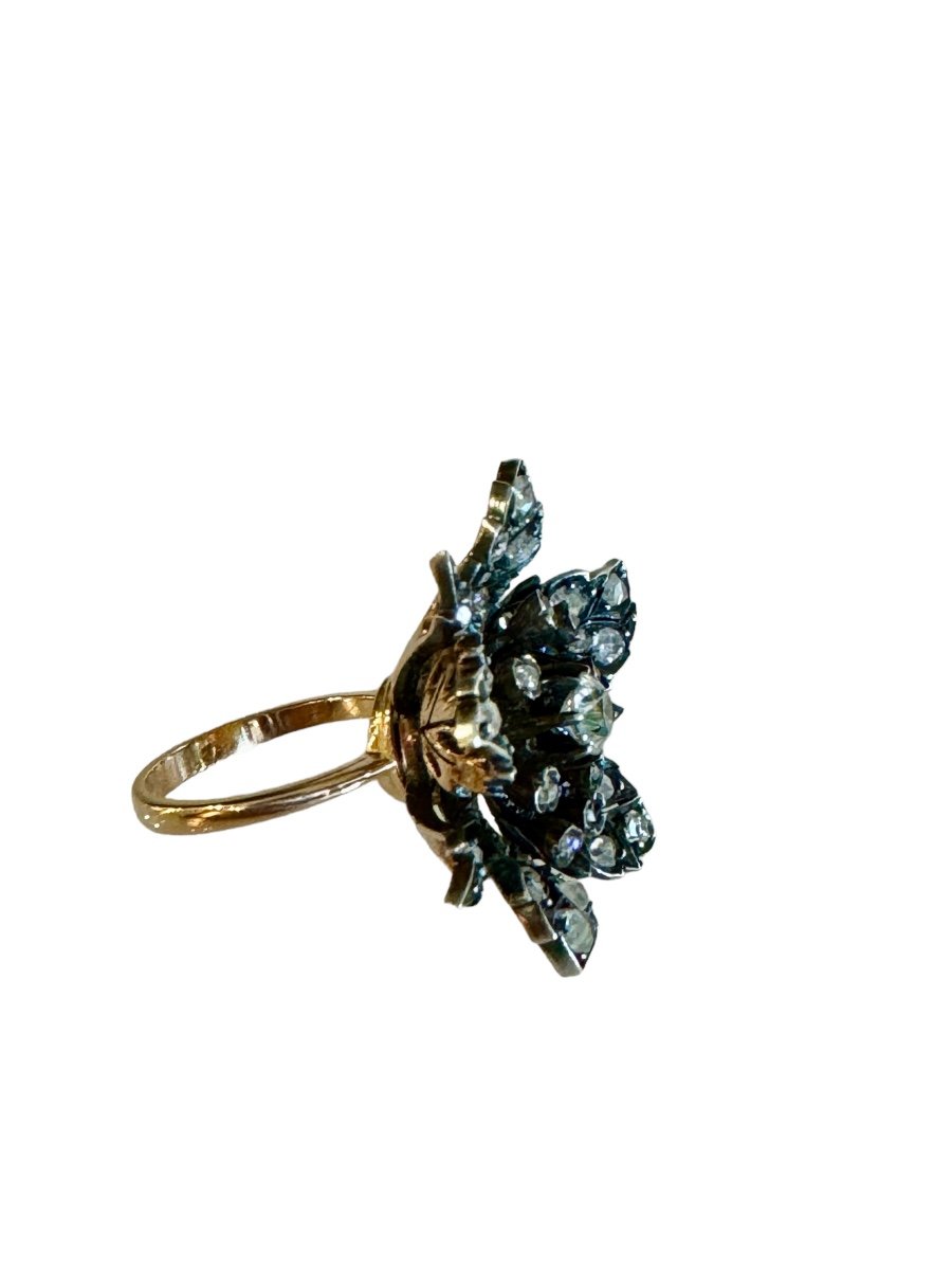 Bague Fleur à Transformation En Or, Argent Et Diamants
