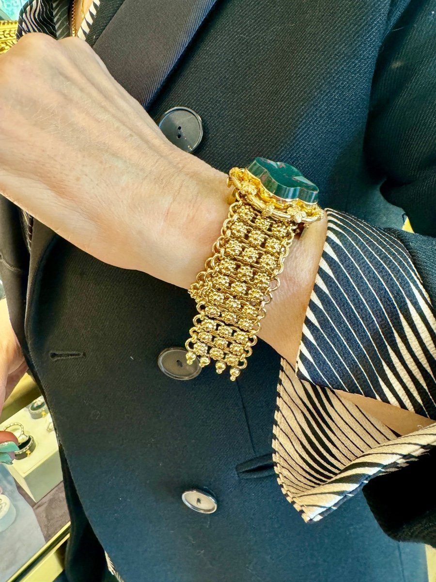 Bracelet Ceinture En Or Et Jaspe Sanguin-photo-2