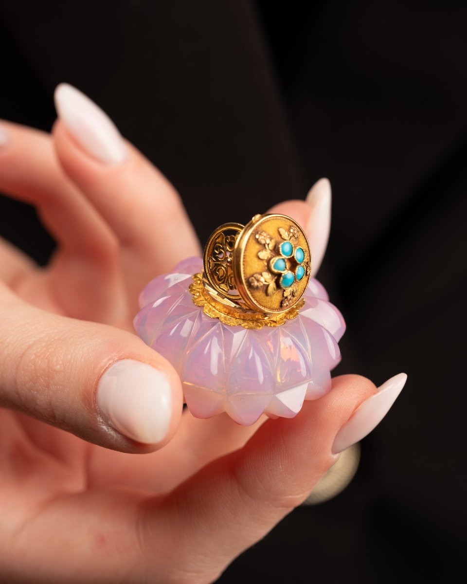 Vinaigrette En Opaline Gorge De Pigeon Et Or-photo-2