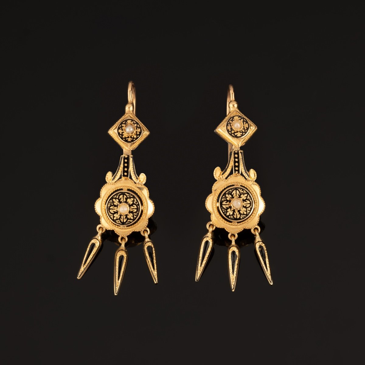 Paire De Pendants d'Oreilles Napoléon III-photo-4