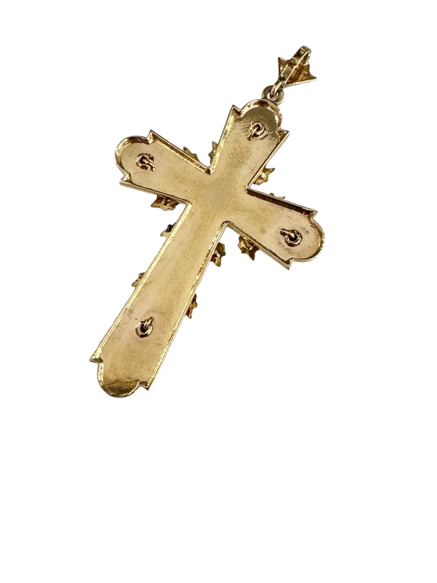 Large Cross In Colored Gold And Diamonds -photo-4