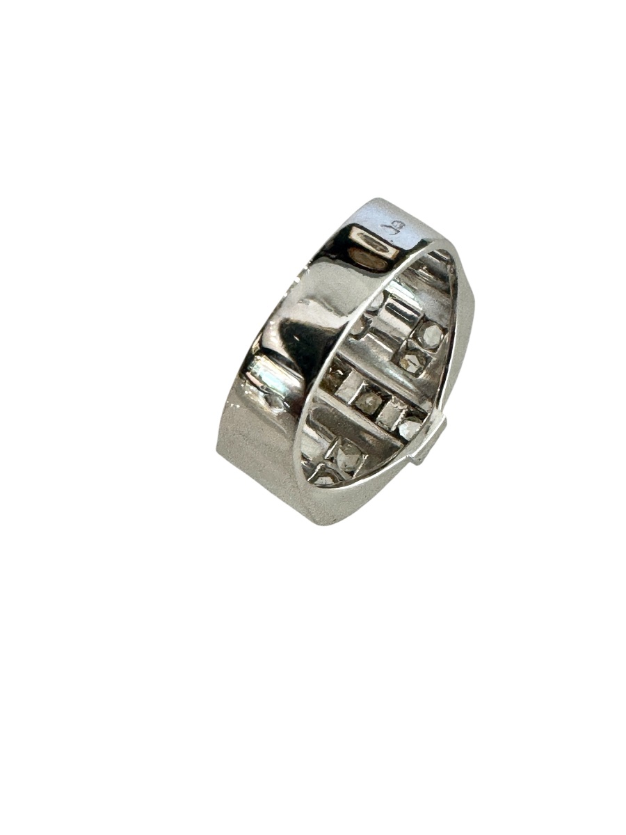 Bague tank en or, platine et diamants-photo-4