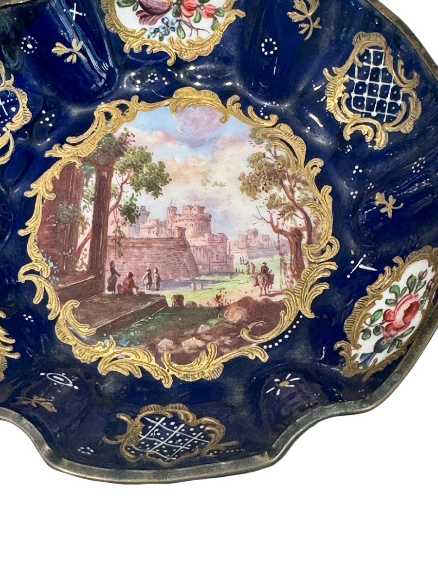Paire de coupes en émail de Battersea du XVIIIème siècle-photo-2