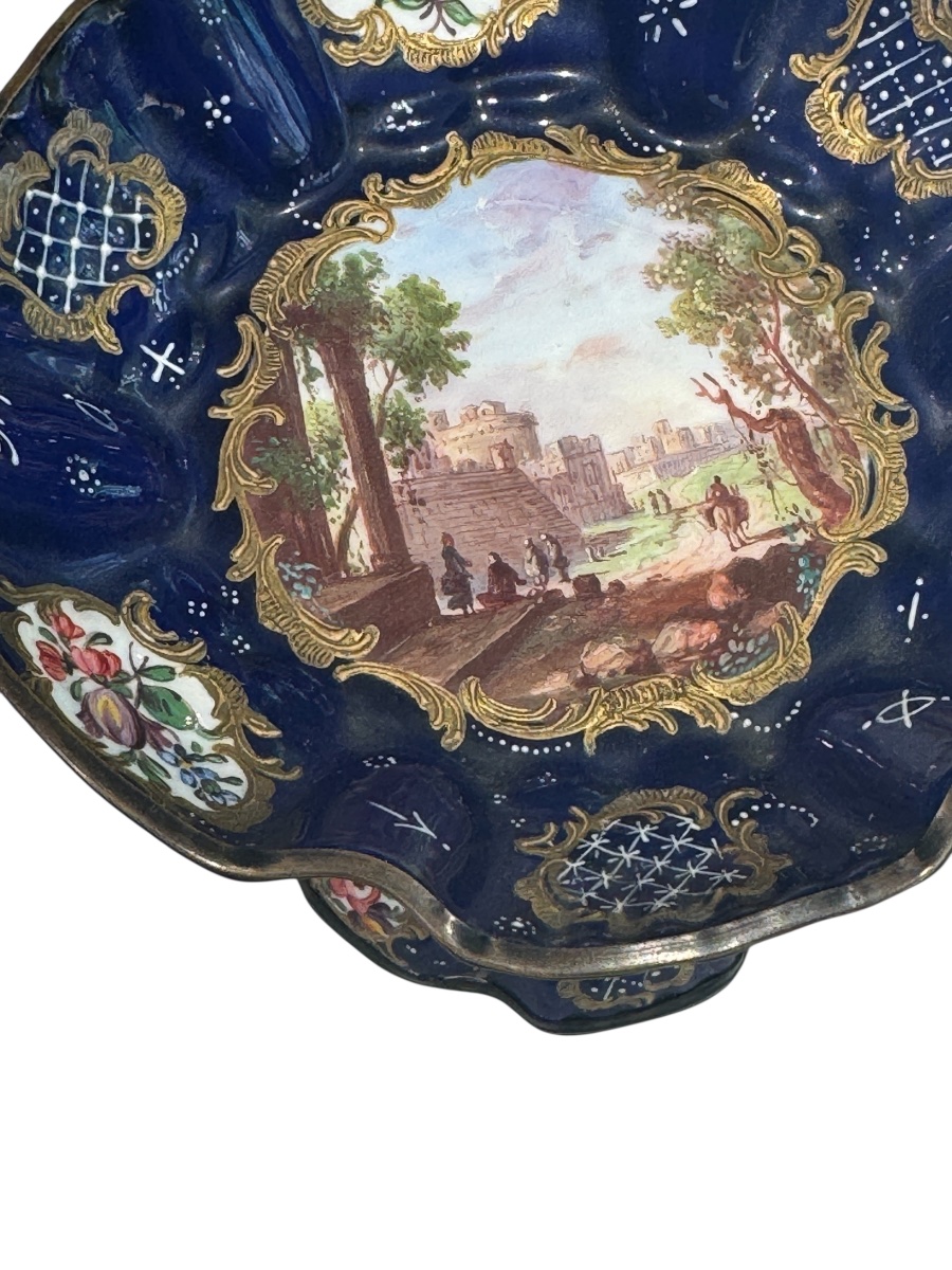 Paire de coupes en émail de Battersea du XVIIIème siècle-photo-4