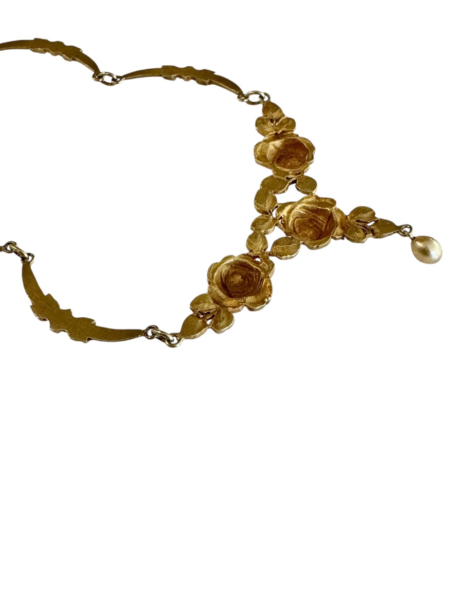 collier collerette en or d'époque Art-Nouveau -photo-2