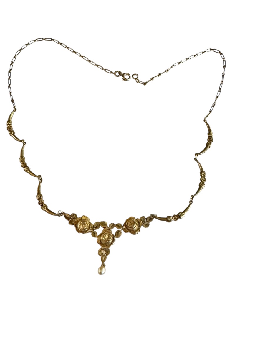 collier collerette en or d'époque Art-Nouveau -photo-4