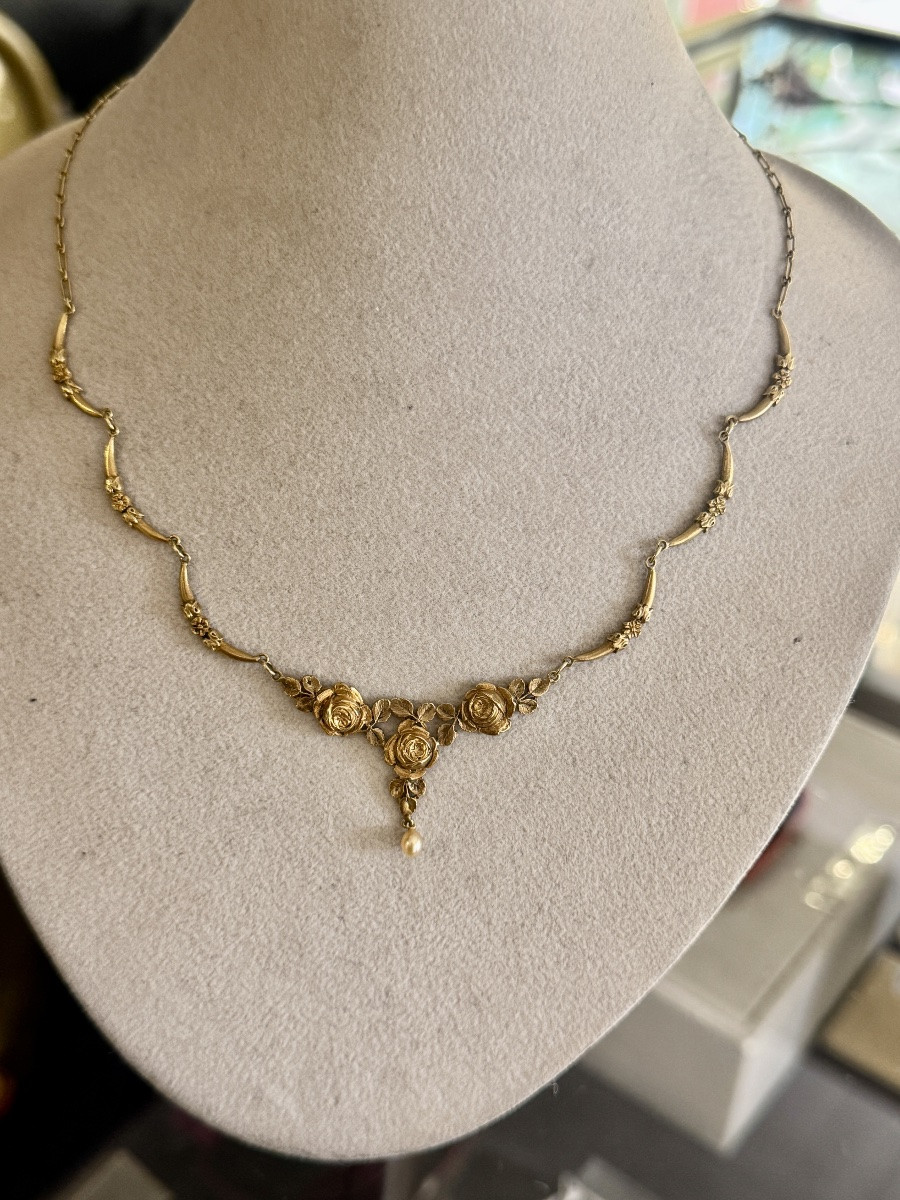 collier collerette en or d'époque Art-Nouveau -photo-1