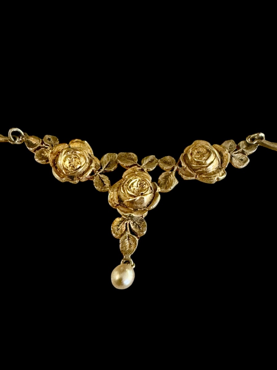 collier collerette en or d'époque Art-Nouveau -photo-2