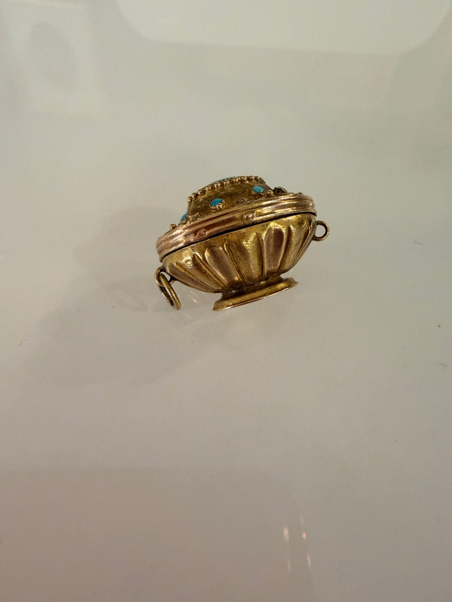 Gold And Turquoise Vinaigrette Perfume Box  From The Charles X Period-photo-2