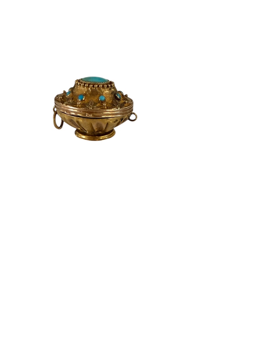 Gold And Turquoise Vinaigrette Perfume Box  From The Charles X Period-photo-4