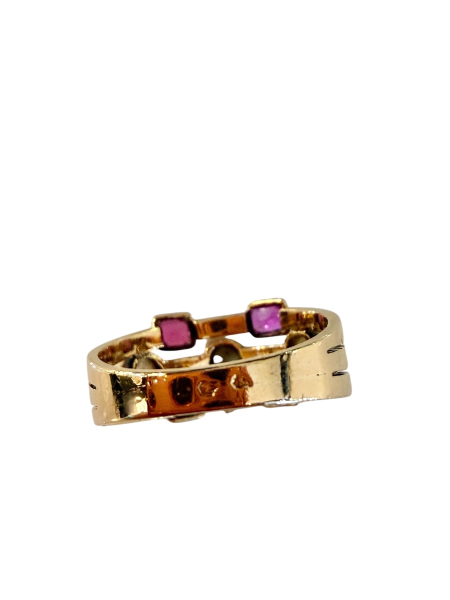 Bague en or, rubis, saphirs et perles fines-photo-2