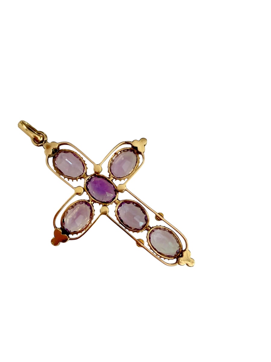 Gold And Amethyst Cross Pendant-photo-2
