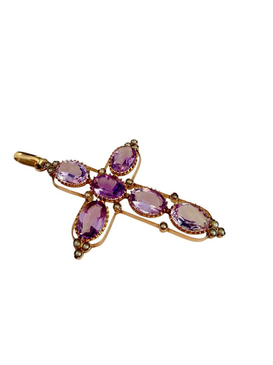 Gold And Amethyst Cross Pendant-photo-3