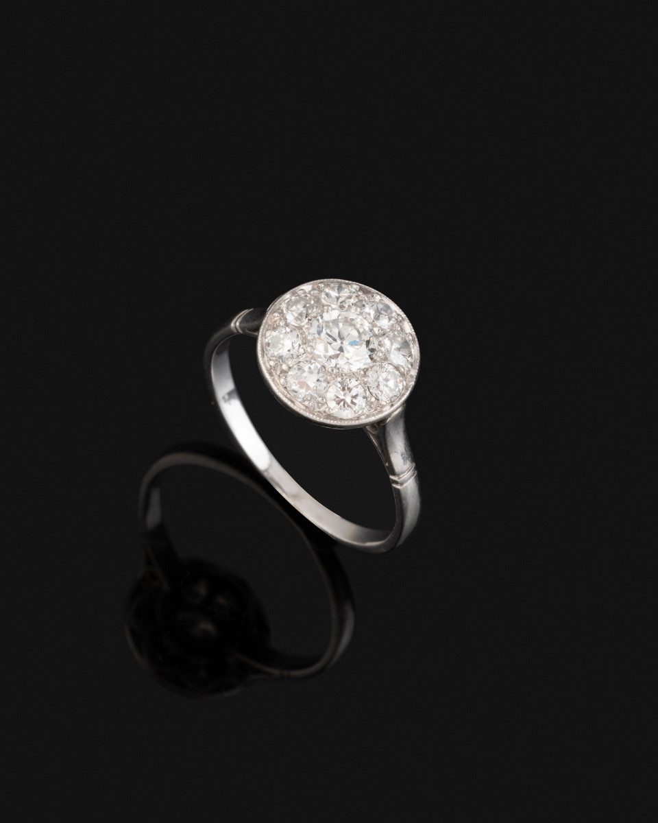 Bague en or , platine et diamants -photo-1
