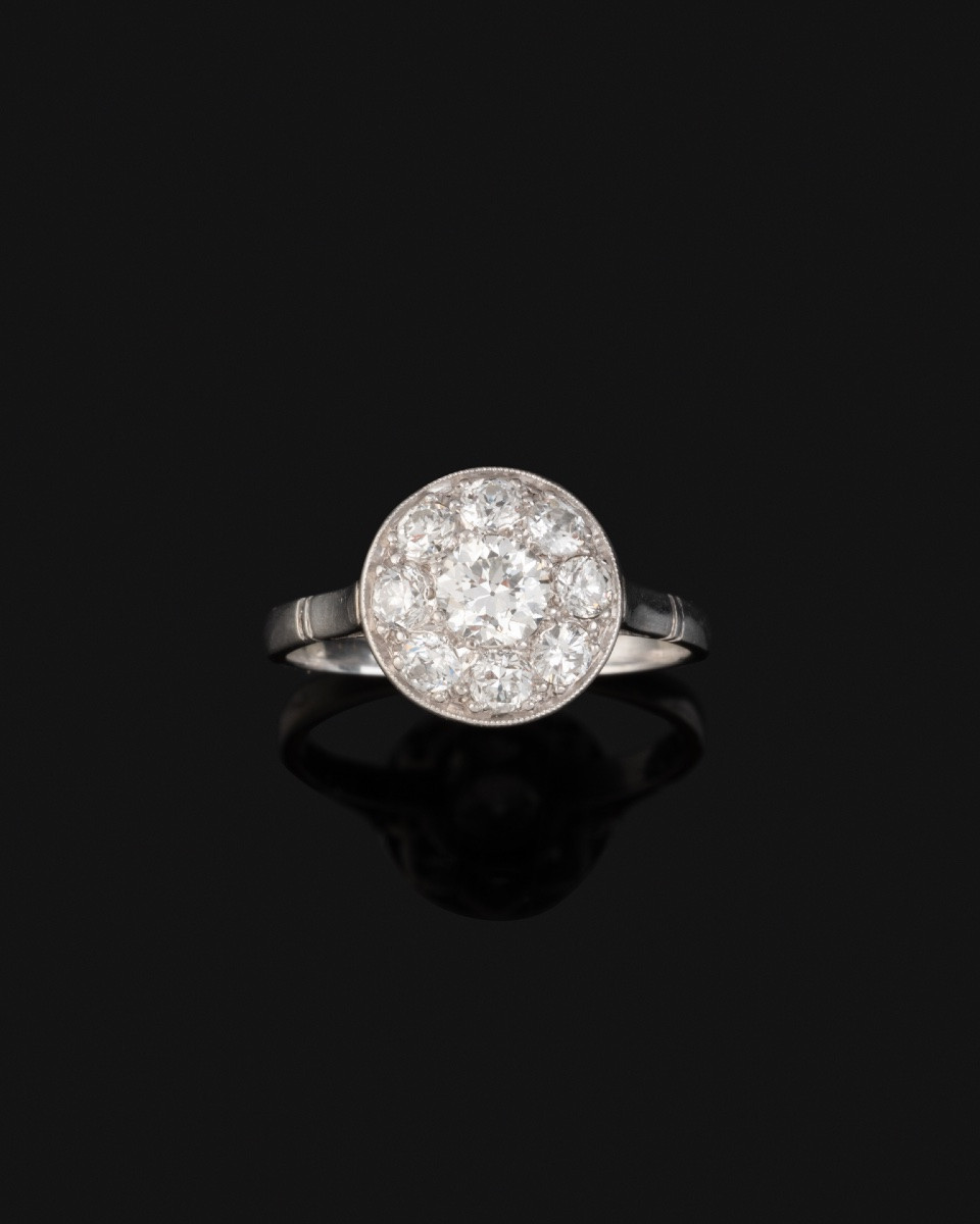 Bague en or , platine et diamants -photo-3