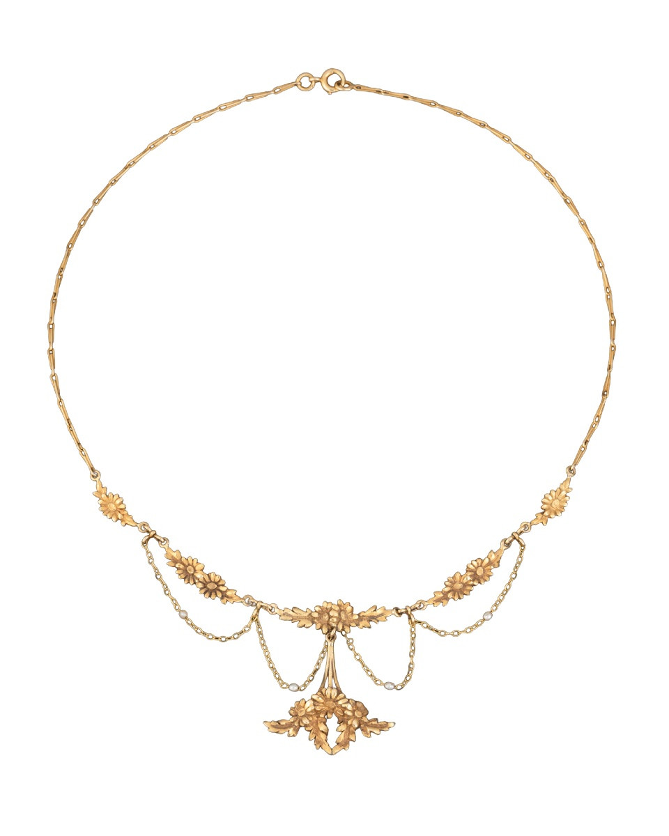 Collier Art-Nouveau à décor de pâquerettes -photo-4