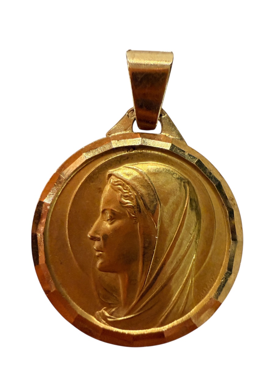 Religious Medal With The Profile Of The Virgin Mary