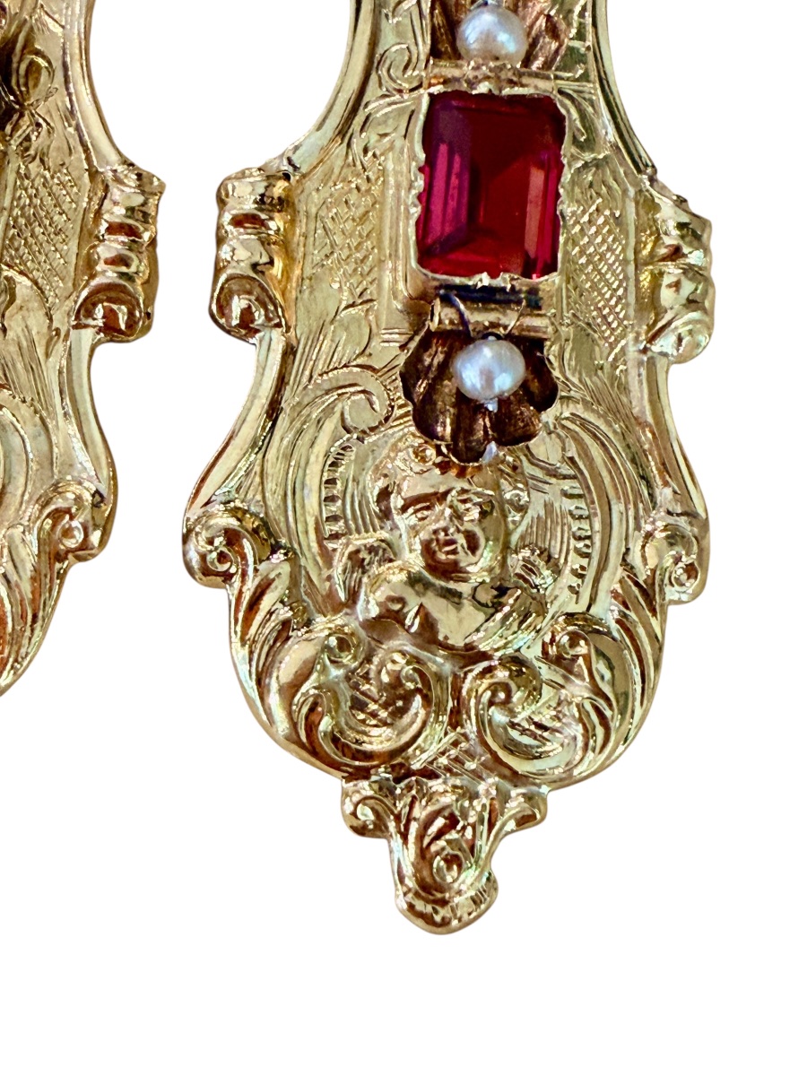 Paire de pendants d'oreilles d'époque Napoléon III-photo-3