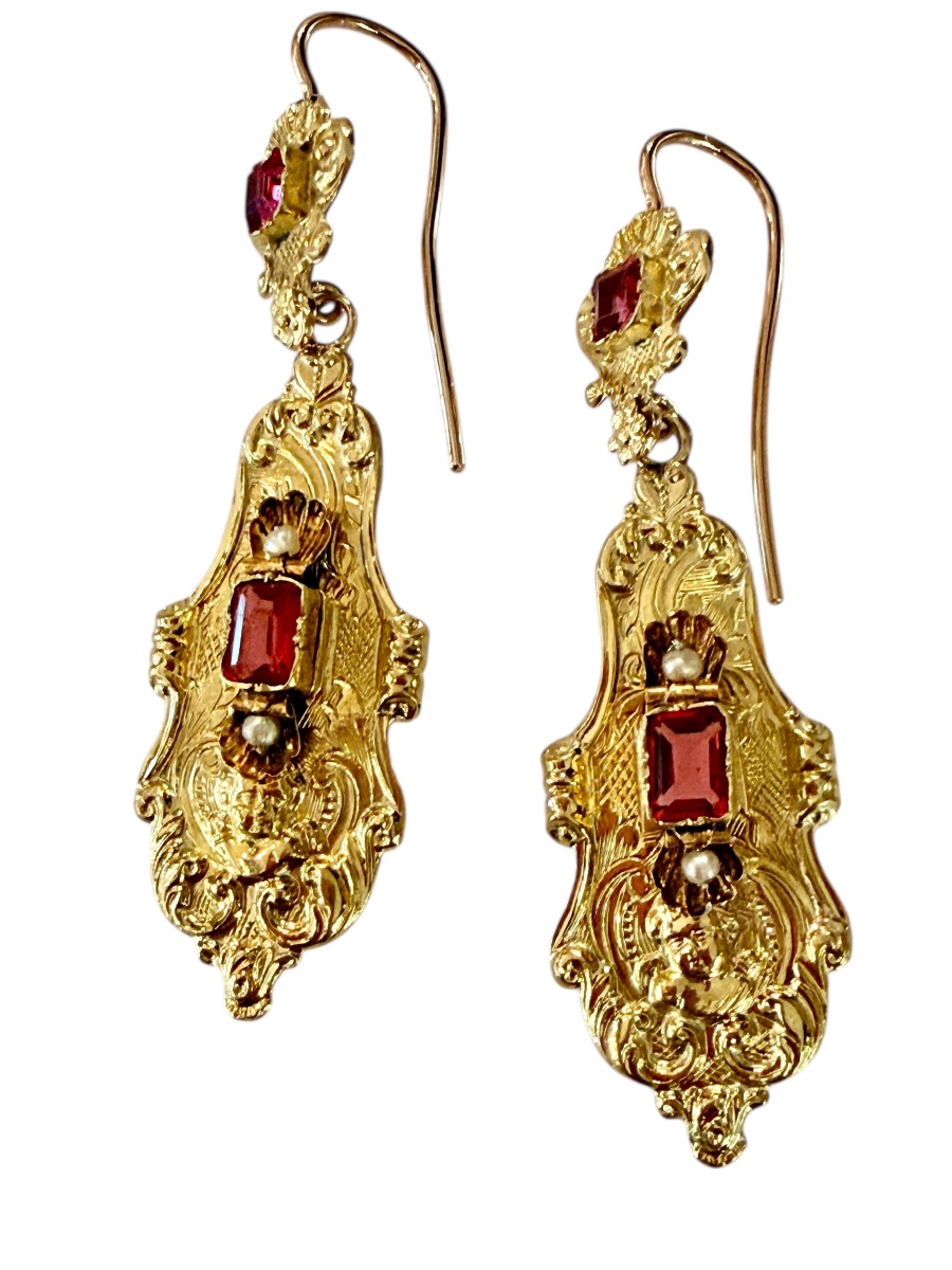 Paire de pendants d'oreilles d'époque Napoléon III-photo-2