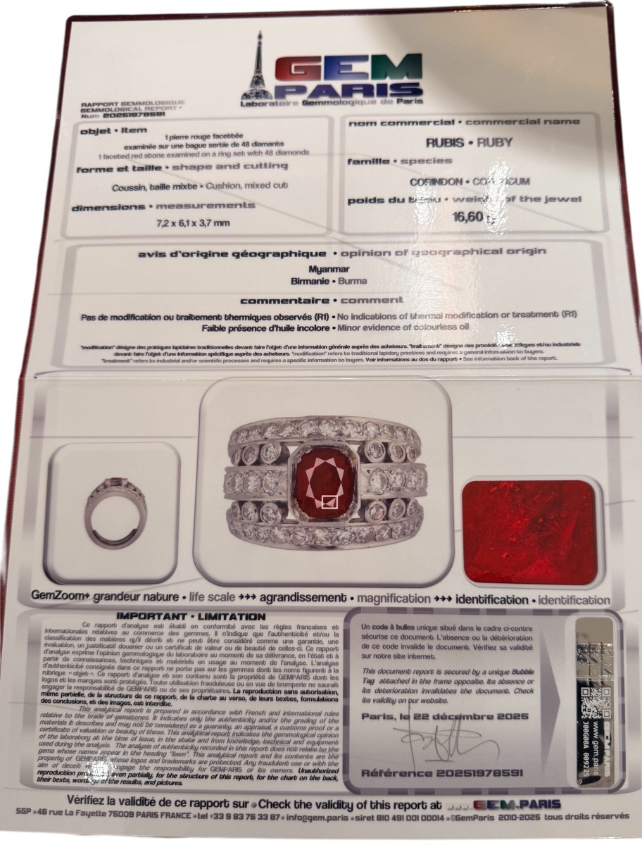 Bague en  platine ornée d'un rubis Birman-photo-1