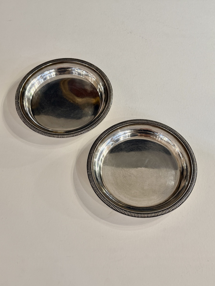 Pair Of Ercuis Silver-plated Metal Bottle Coasters-photo-2