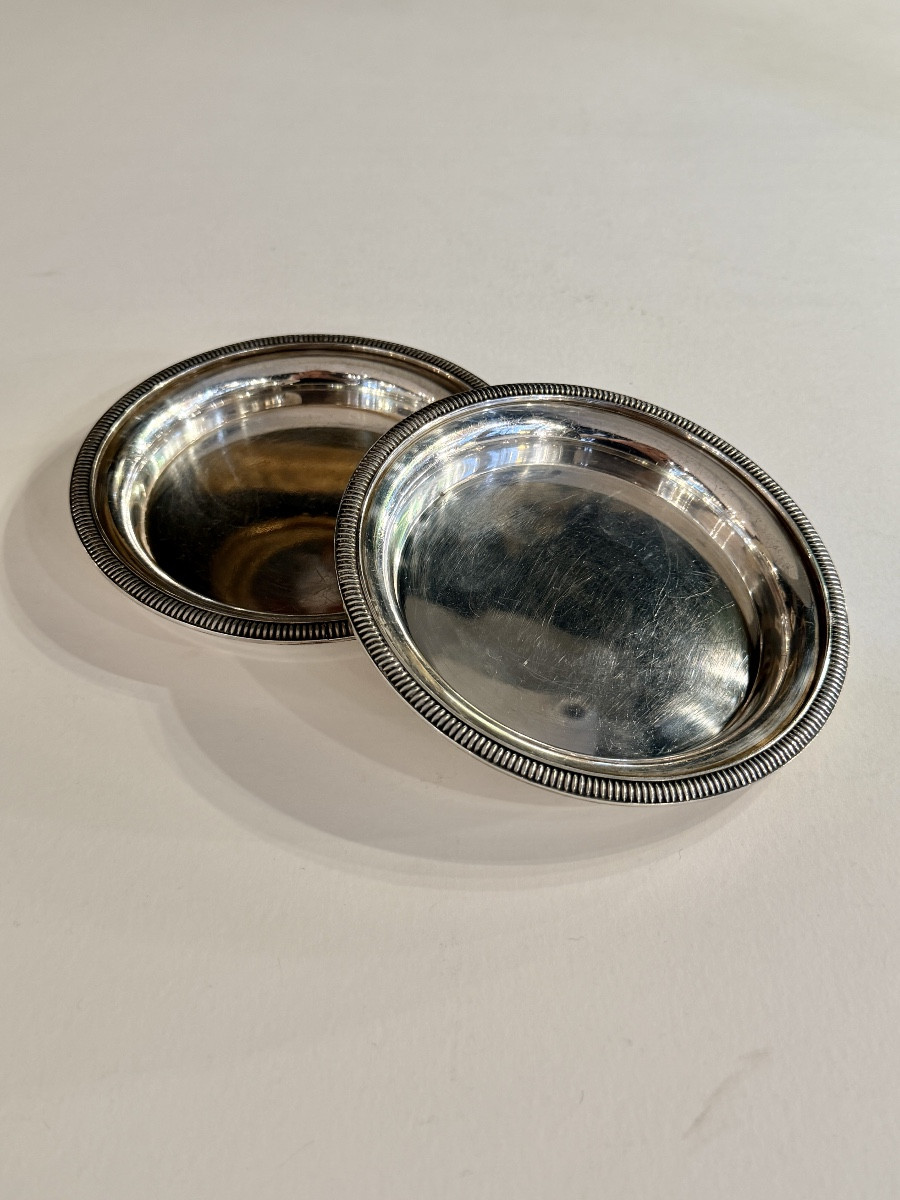 Pair Of Ercuis Silver-plated Metal Bottle Coasters