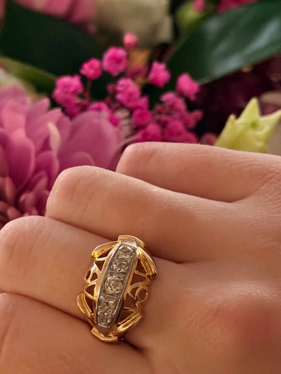 Bague en or , platine et diamant vers 1950-photo-4