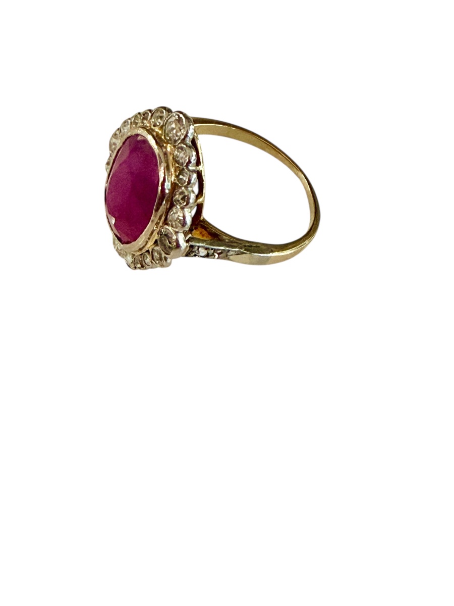 Antique Gold Ring Set With A Natural Burmese Ruby-photo-3