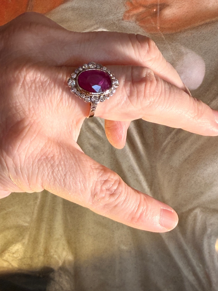 Antique Gold Ring Set With A Natural Burmese Ruby-photo-1