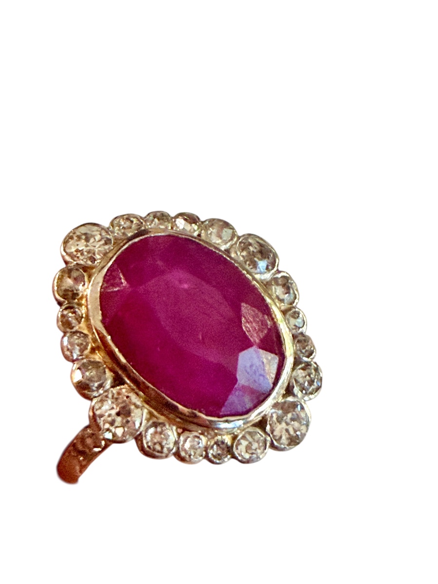 Antique Gold Ring Set With A Natural Burmese Ruby