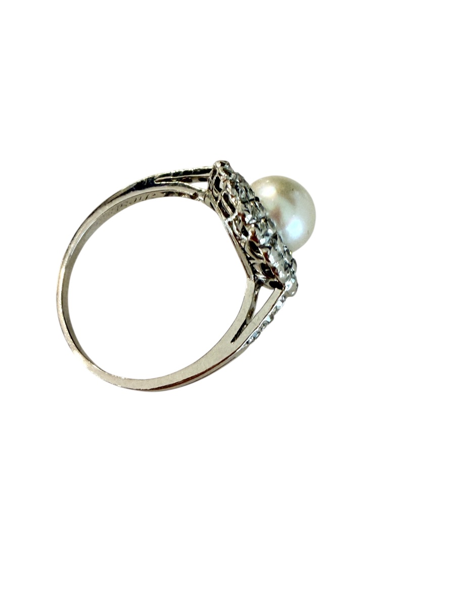 Ring In Gold, Diamonds And Fine Pearl-photo-2
