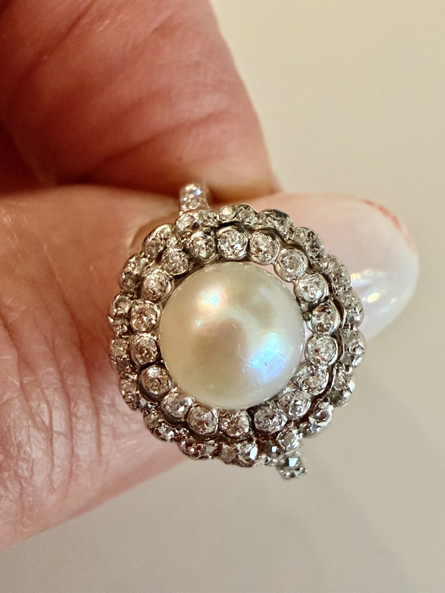 Ring In Gold, Diamonds And Fine Pearl-photo-4