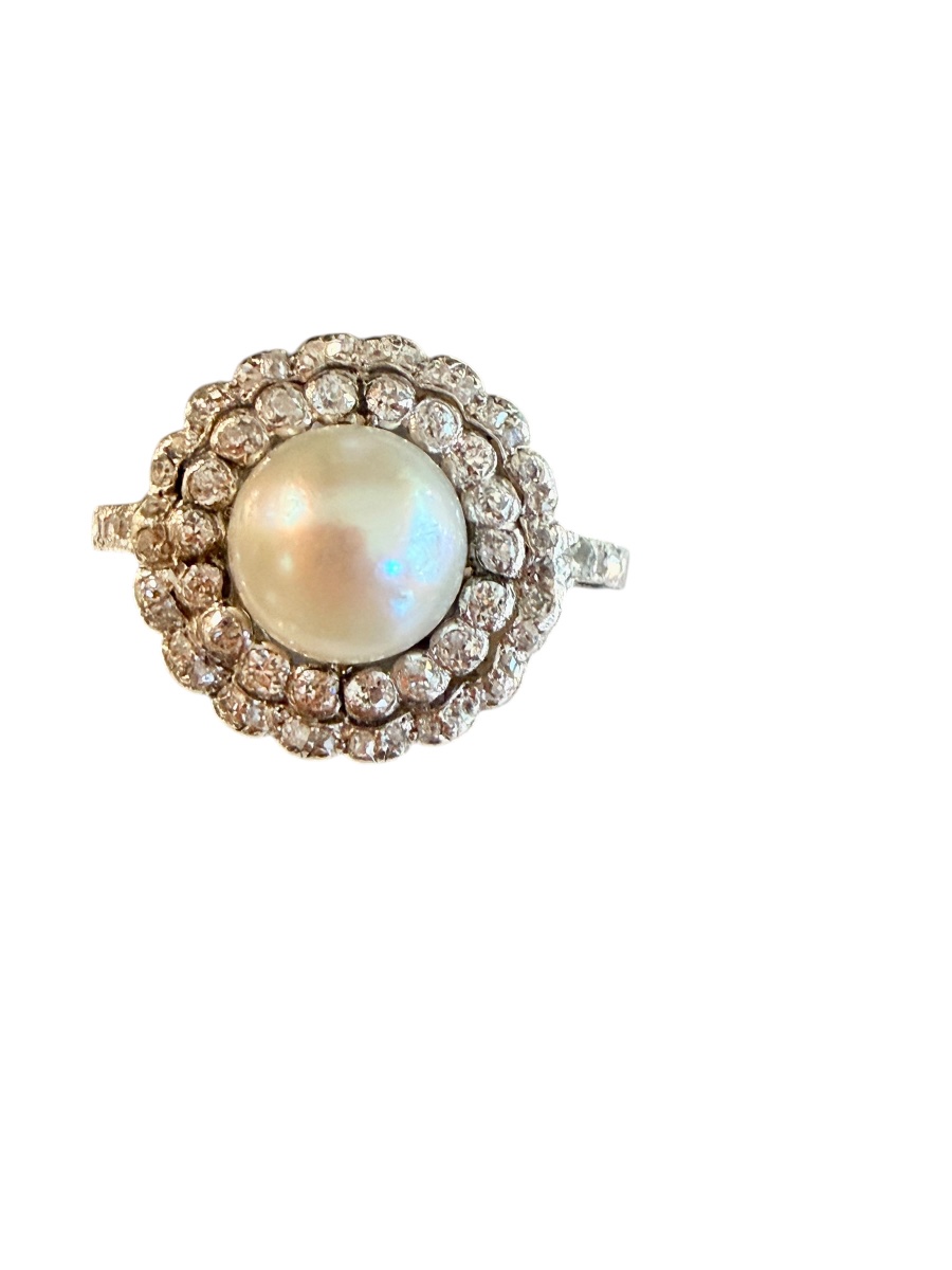Ring In Gold, Diamonds And Fine Pearl-photo-2