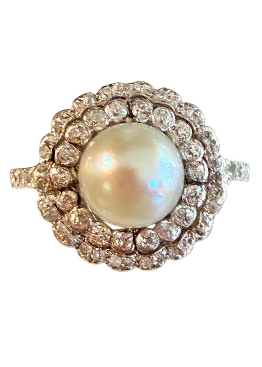 Ring In Gold, Diamonds And Fine Pearl