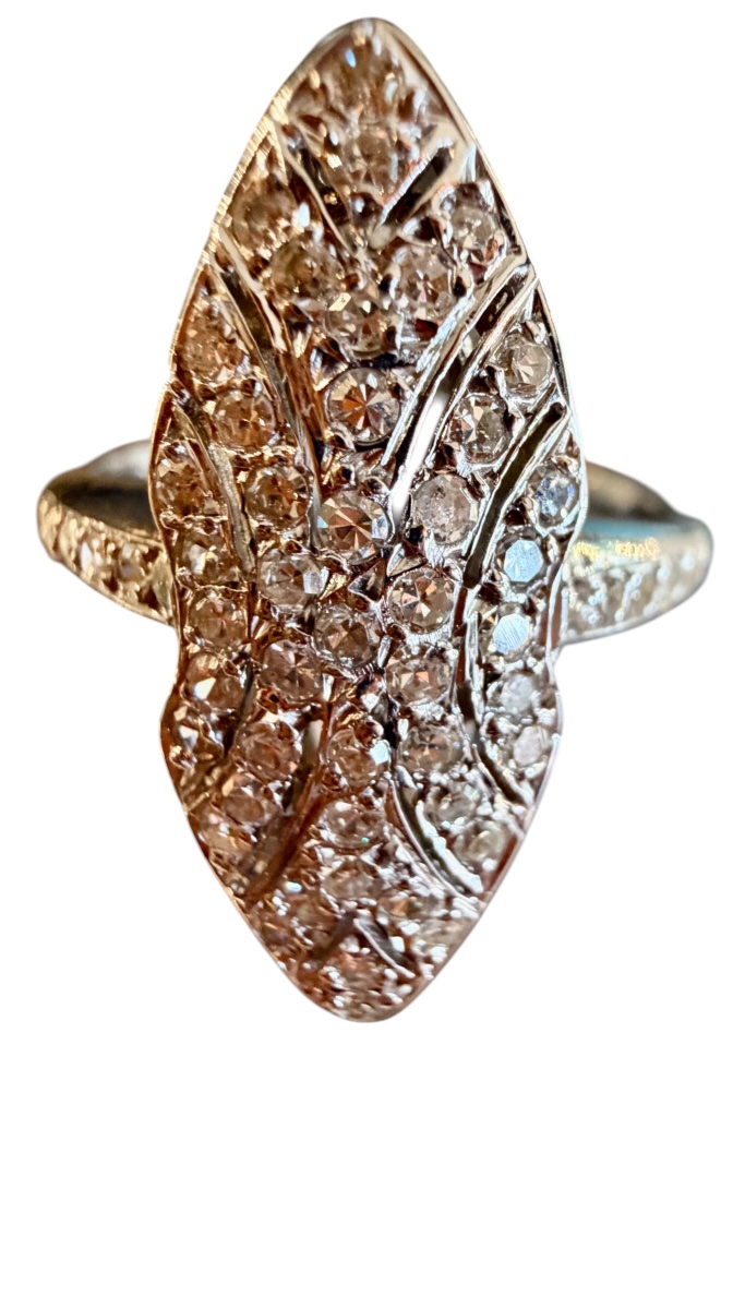 Marquise Ring In Gold And Diamonds Circa 1930-photo-3