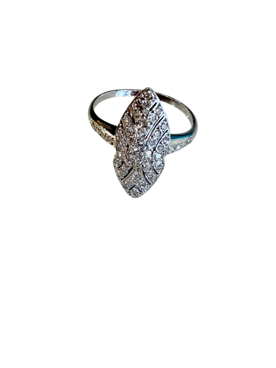 Marquise Ring In Gold And Diamonds Circa 1930-photo-2