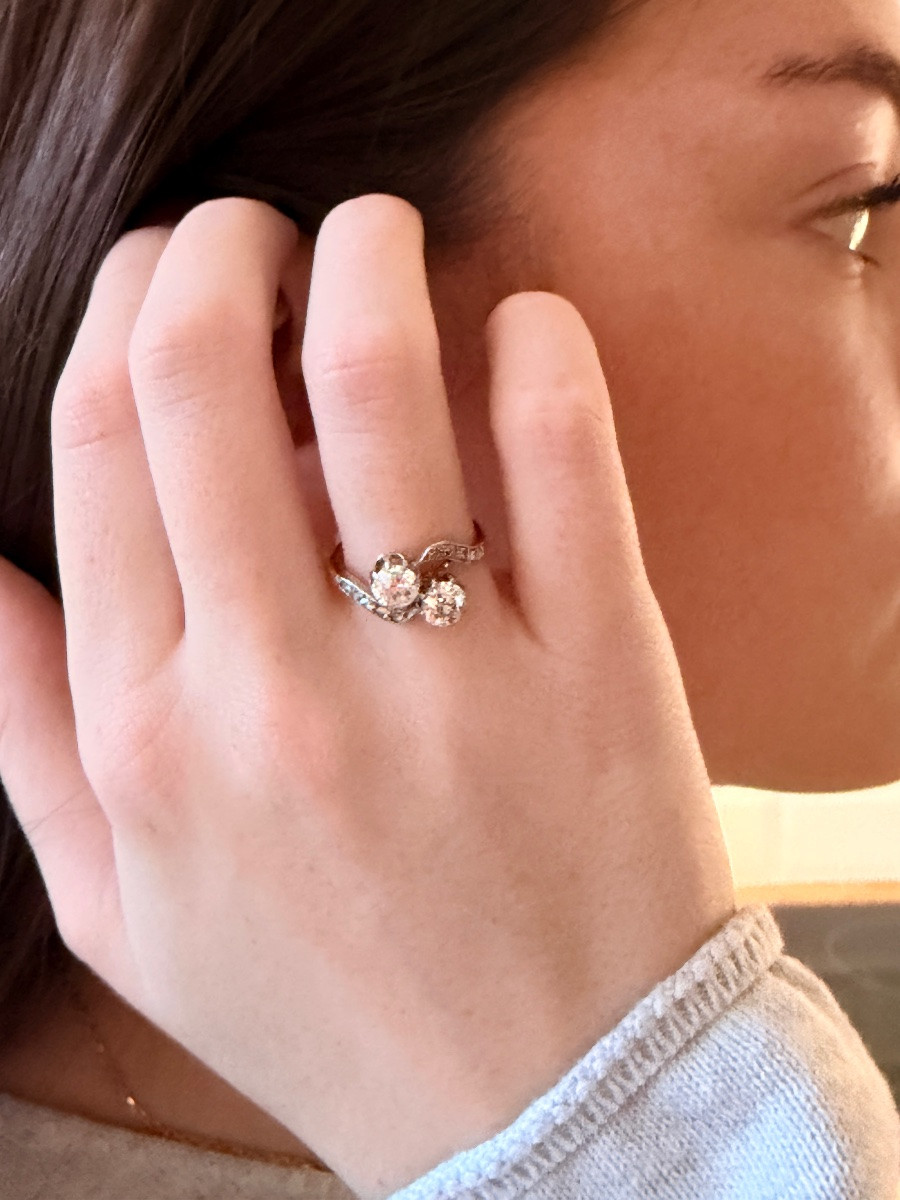Bague toi et moi or, platine et diamant-photo-3