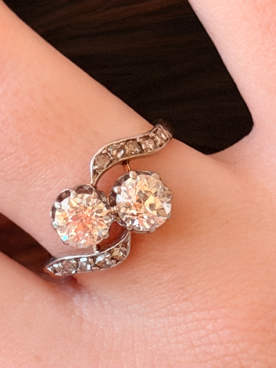 Bague toi et moi or, platine et diamant