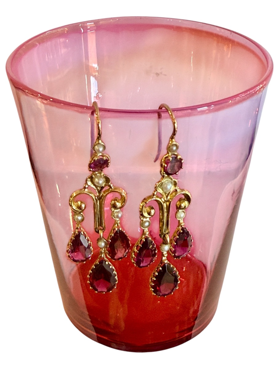 Paire de boucles d'oreilles girandole Napoléon III-photo-2