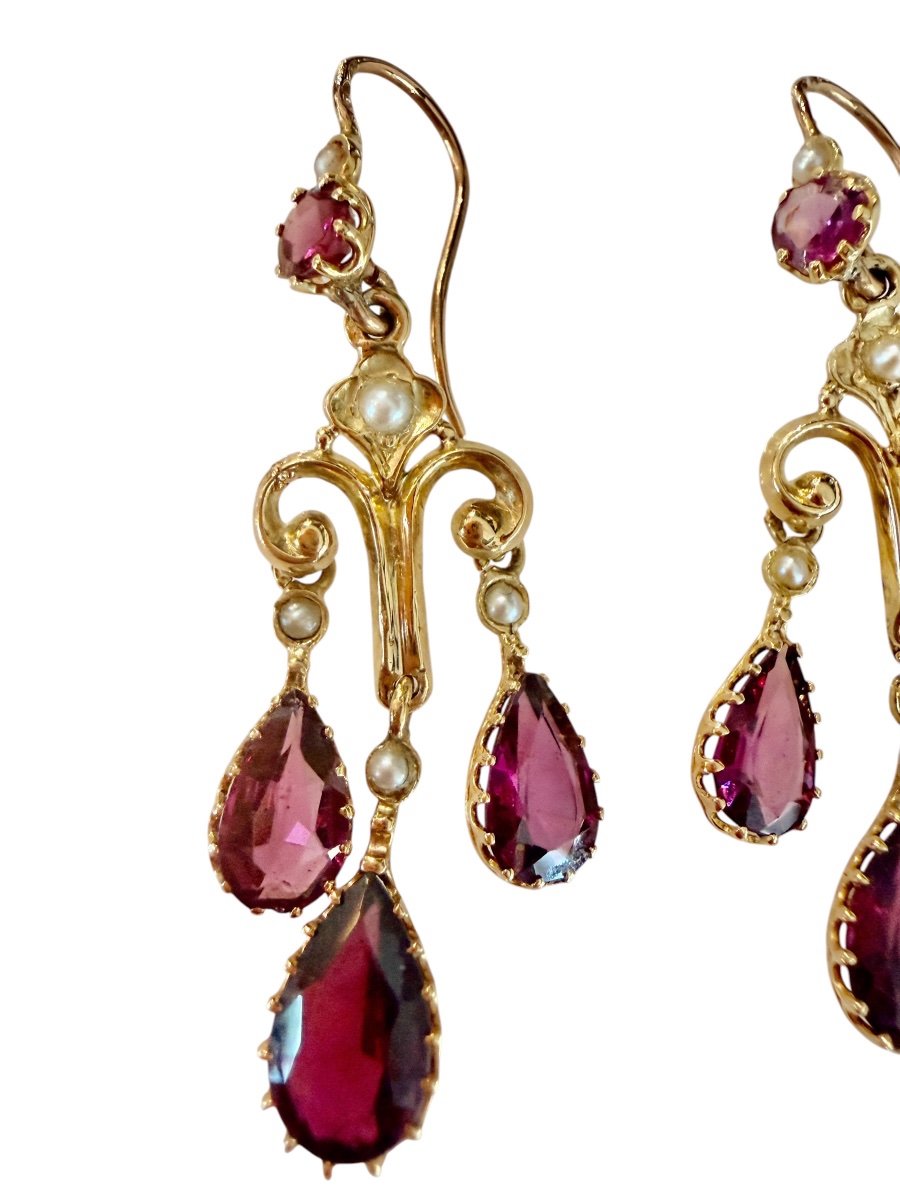 Paire de boucles d'oreilles girandole Napoléon III-photo-4