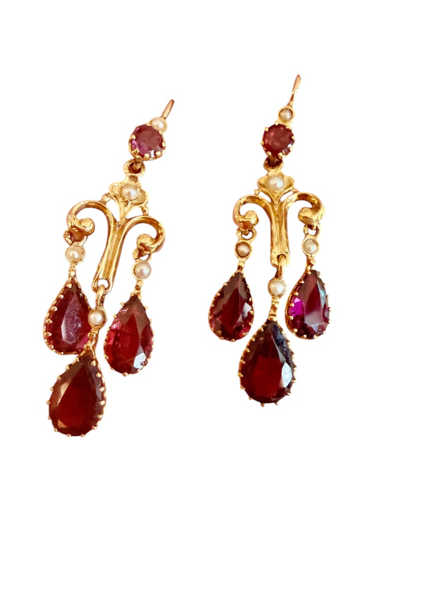 Paire de boucles d'oreilles girandole Napoléon III