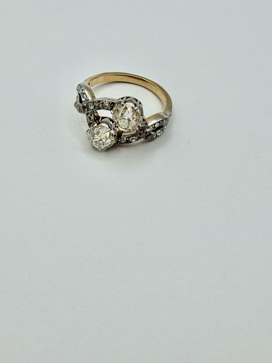 "toi Et Moi" Ring, Gold, Platinum, And Diamonds -photo-3