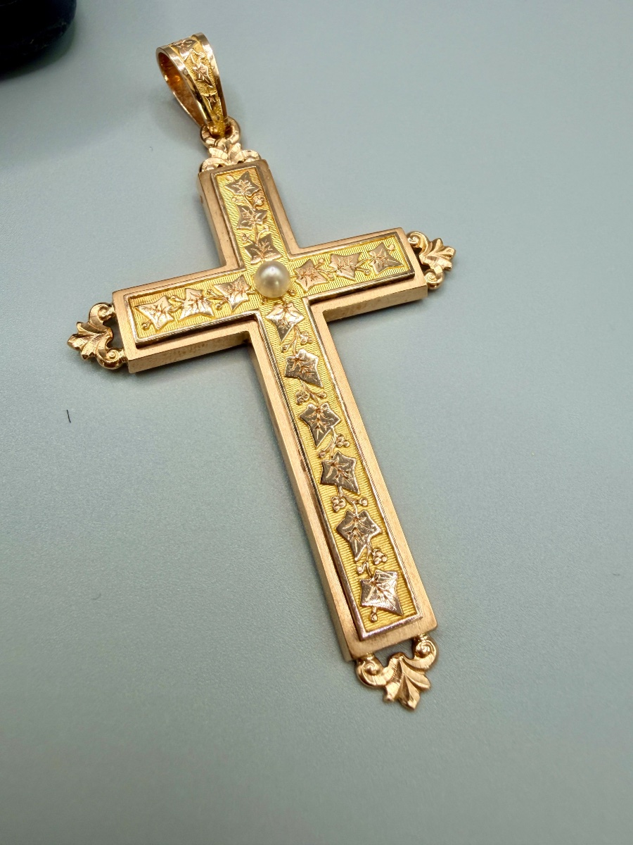 Importante croix en or de couleurs d'époque Napoléon III-photo-1