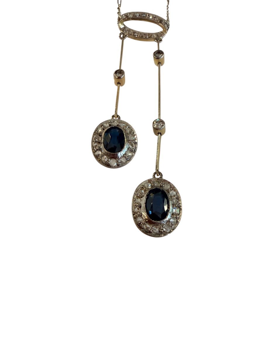 "casual" Necklace In Gold, Platinum, Sapphires, And Diamonds -photo-2